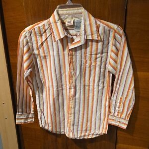 Striped Orange and White Button-Up Shirt